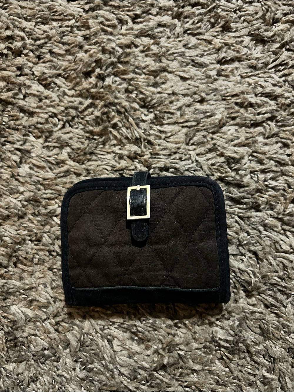 Vera Bradley Brown Quilted Card Holder with Buckle Closure
